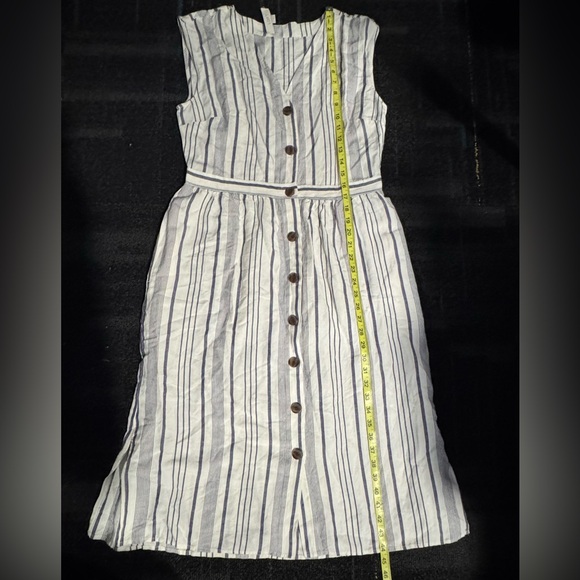 NWT LOFT Navy and White Striped Linen Dress Womens Size 8 - Picture 7 of 10